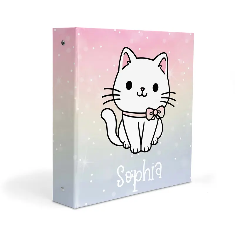 Cat Animals Personalized Custom 2" 3 Ring Binder  School Office Supplies