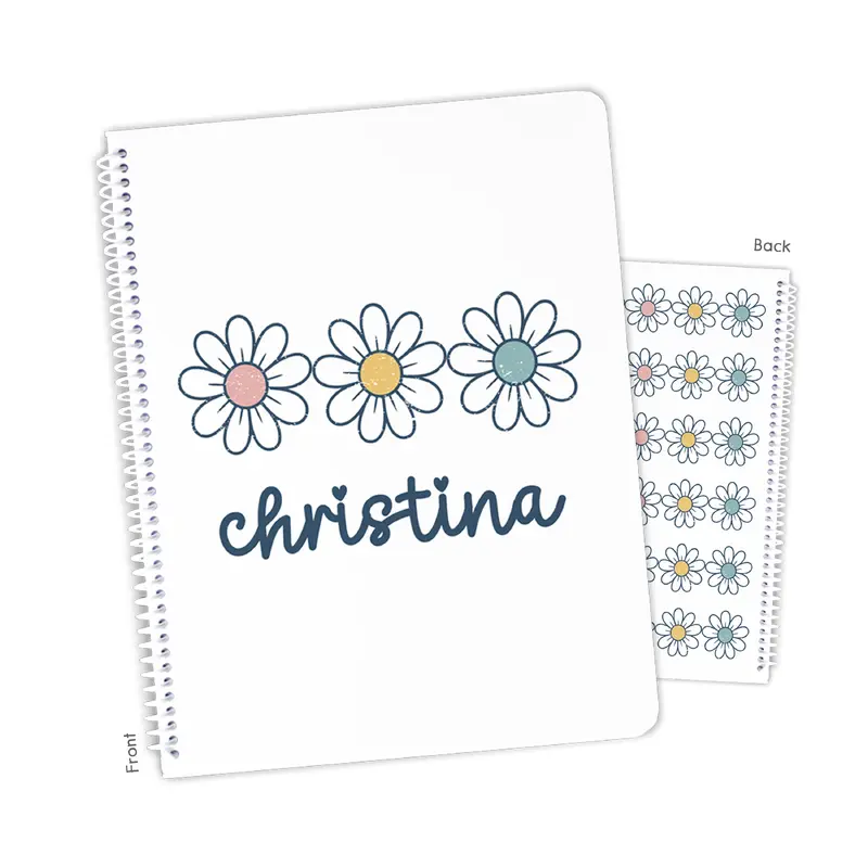 Daisy Flowers Personalized Custom Notebook or Sketchbook  School Office SuppliesNotebook (wide ruled, lined pages)