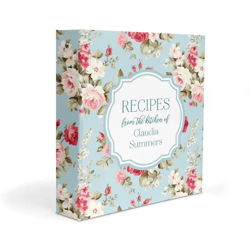Flowers Personalized Custom 2" 3 Ring Recipe Book BinderBinder Only