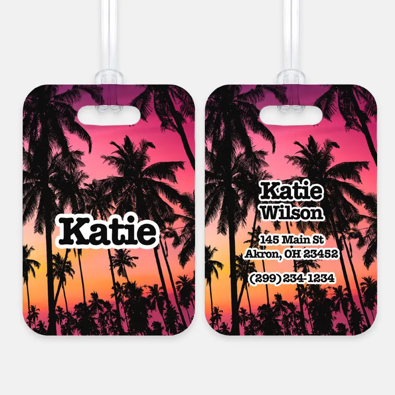 Palm Trees Luggage Bag Tag Personalized CustomAluminum Tag