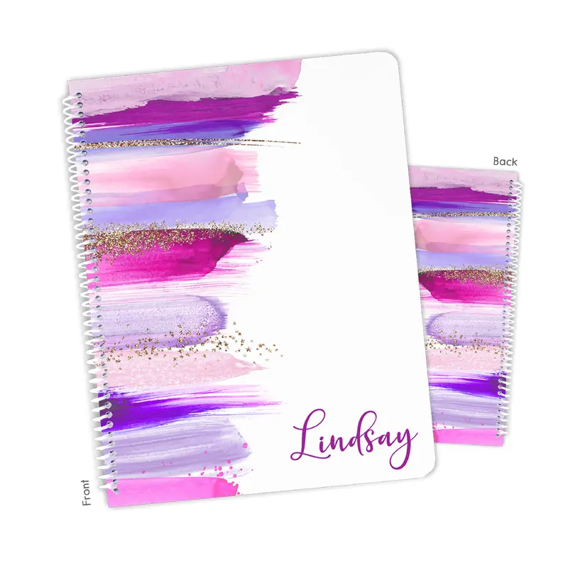 Purple Rainbow Personalized Custom Notebook or Sketchbook  School Office SuppliesNotebook (wide ruled, lined pages)
