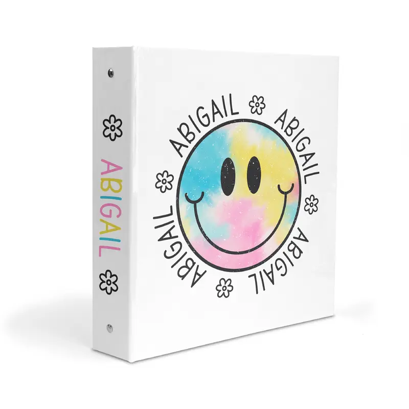 Rainbow Tie Dye Happy Personalized Custom 2" 3 Ring Binder  School Office Supplies