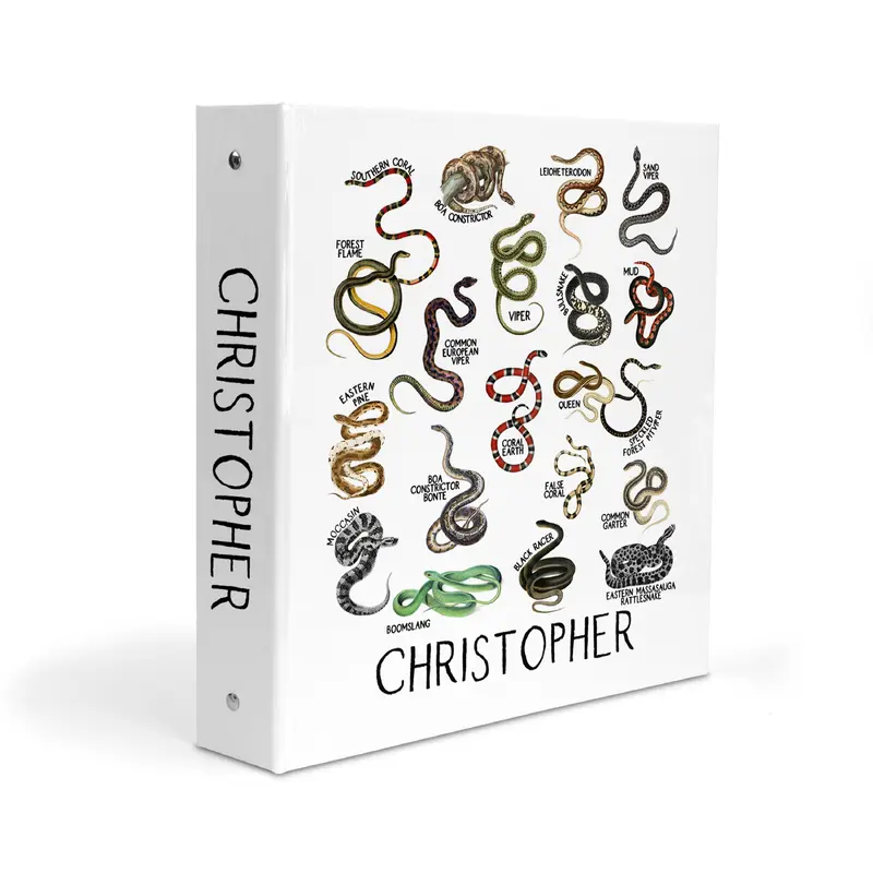 Snake Animal Personalized Custom 2" 3 Ring Binder  School Office Supplies