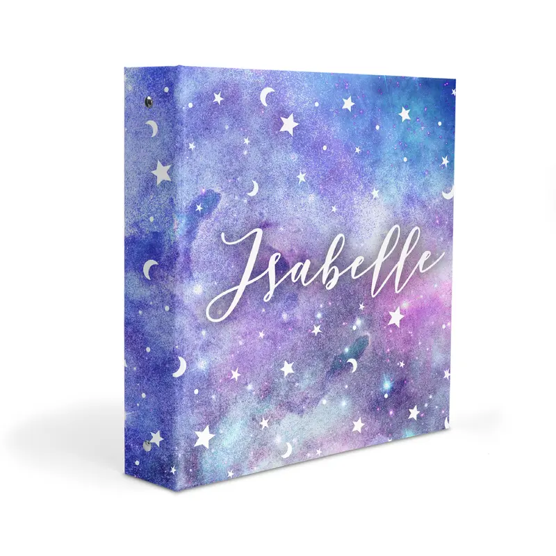 Stars Moons Solar System Personalized Custom 2" 3 Ring Binder  School Office Supplies
