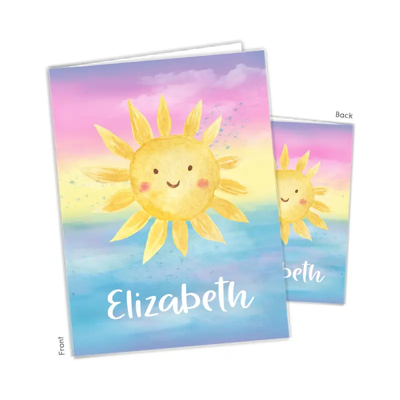 Sunshine Sun Personalized Custom 2-Pocket Folder  School Office Supplies1 - 2Pocket Folder