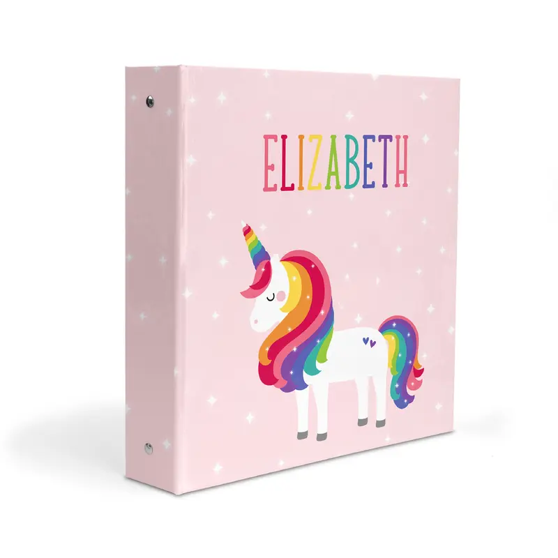 Unicorn Rainbow Personalized Custom 2" 3 Ring Binder  School Office Supplies
