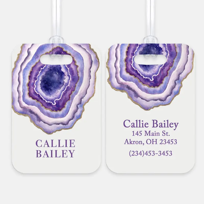 Agate Geode Luggage Bag Tag Personalized CustomAluminum Tag