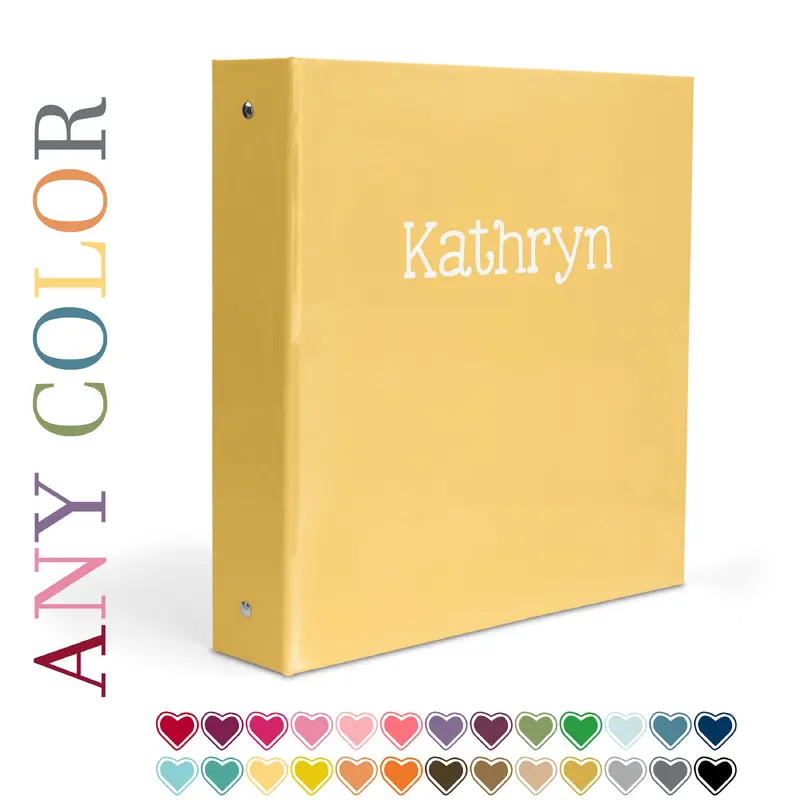 ANY Solid Color Personalized Custom 2" 3 Ring Binder  School Office Supplies