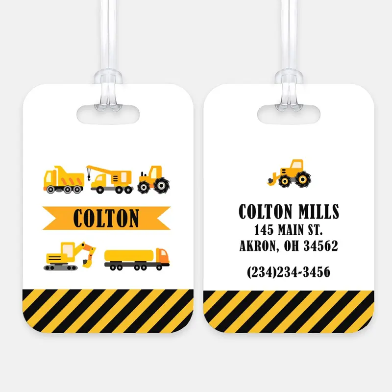 Construction Trucks Luggage Bag Tag Personalized CustomAluminum Tag