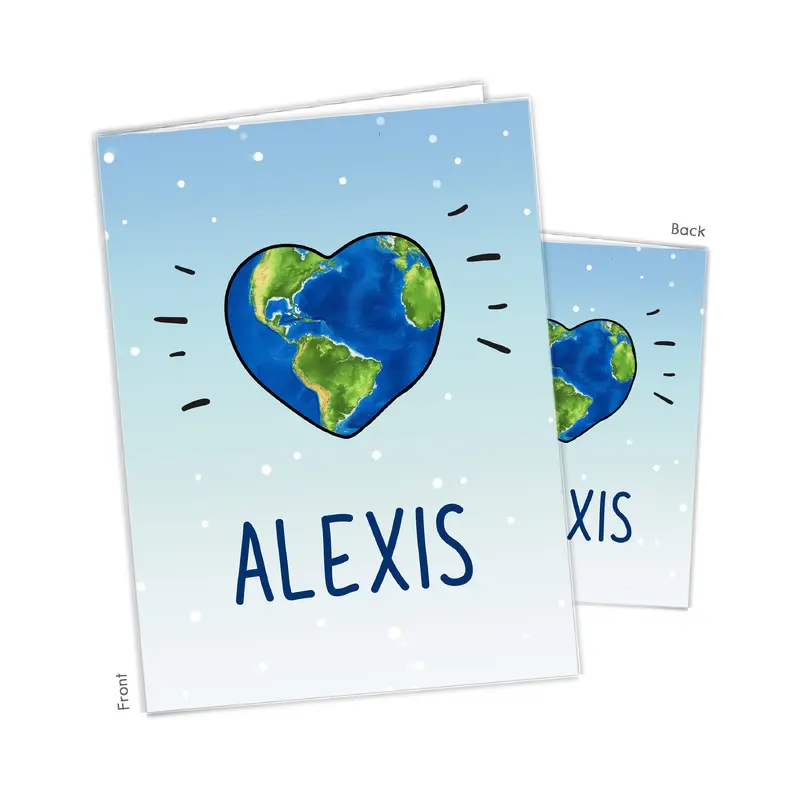 Earth Heart Personalized Custom 2-Pocket Folder  School Office Supplies1 - 2Pocket Folder