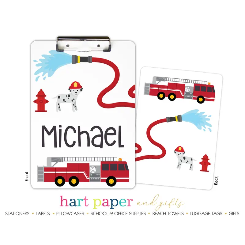 Firetruck Fire Truck Personalized Custom Clipboard  School Office Supplies2 Sided Clipboard - Printing on Both Sides