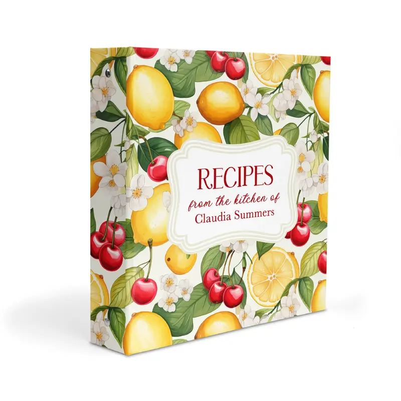 Lemon Cherry Personalized Custom 2" 3 Ring Recipe Book BinderBinder Only