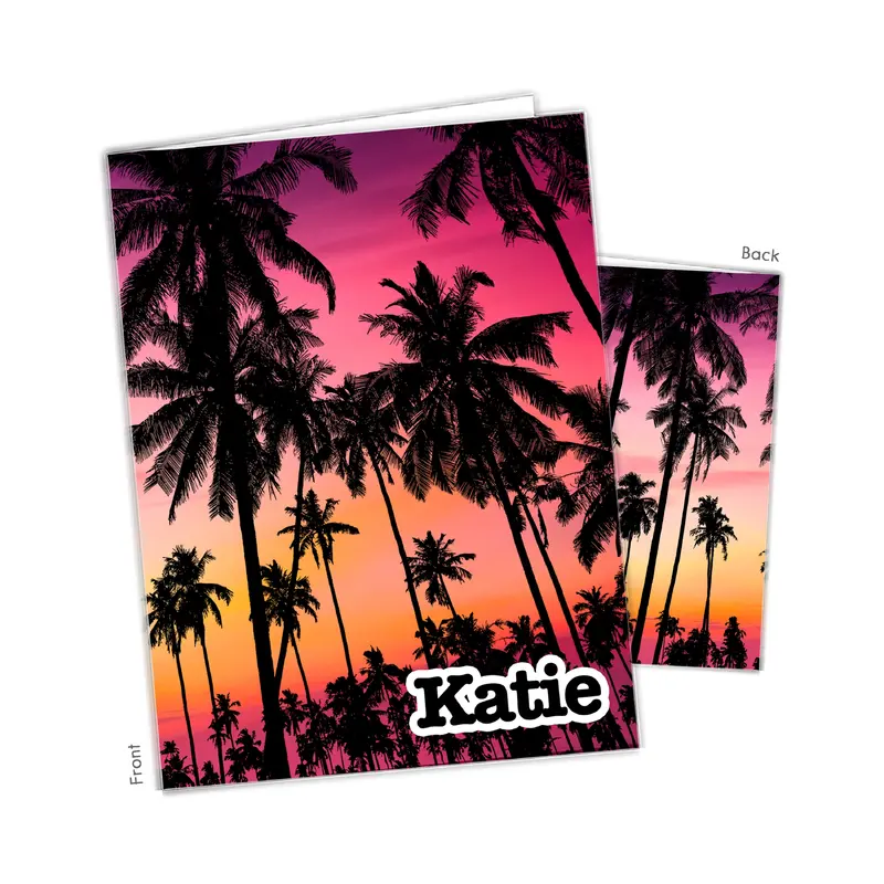 Palm Trees Beach Personalized Custom 2-Pocket Folder  School Office Supplies1 - 2Pocket Folder