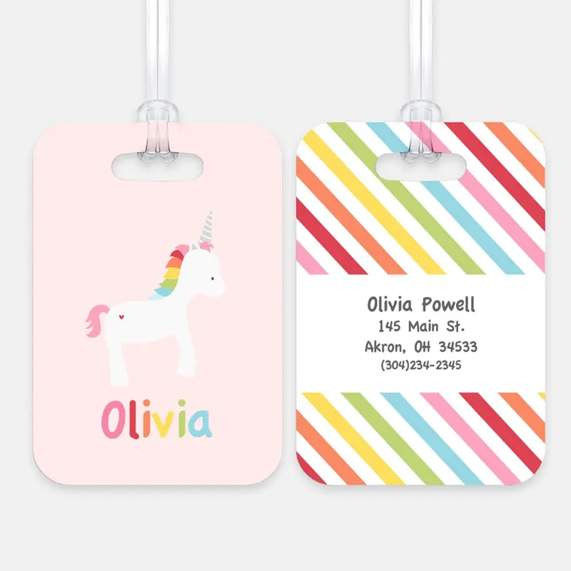 Rainbow Unicorn c Luggage Bag Tag Personalized CustomAluminum Tag