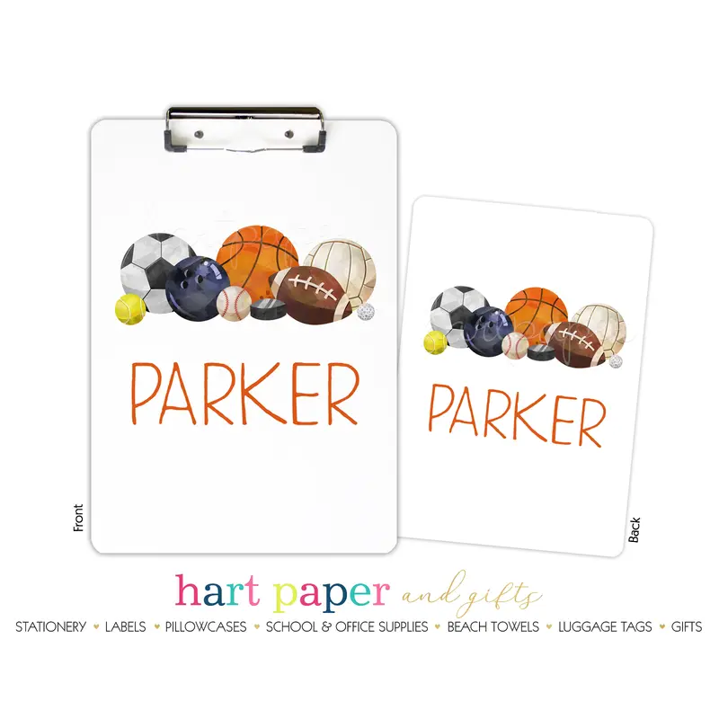 Sports Balls Personalized Custom Clipboard  School Office Supplies2 Sided Clipboard - Printing on Both Sides