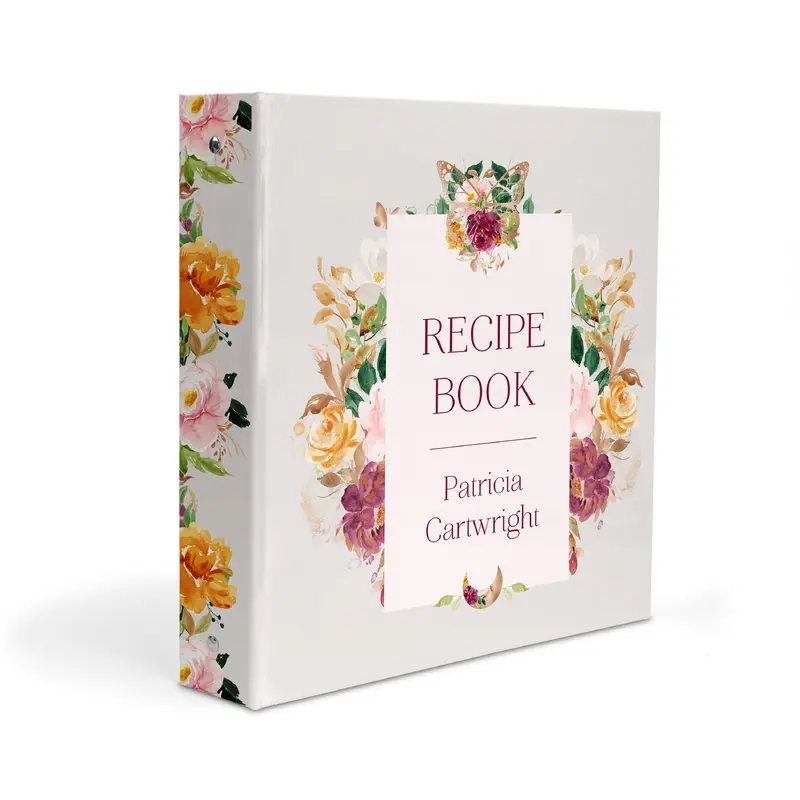 Warm Flowers Personalized Custom 2" 3 Ring Recipe Book BinderBinder Only
