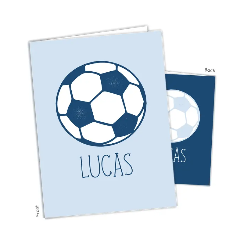Blue Soccer Ball Personalized Custom 2-Pocket Folder  School Office Supplies1 - 2Pocket Folder