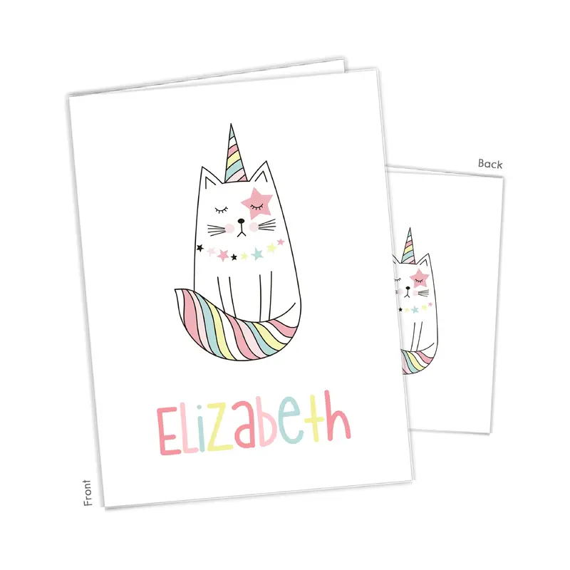 Cat Unicorn Kitten Personalized Custom 2-Pocket Folder  School Office Supplies1 - 2Pocket Folder