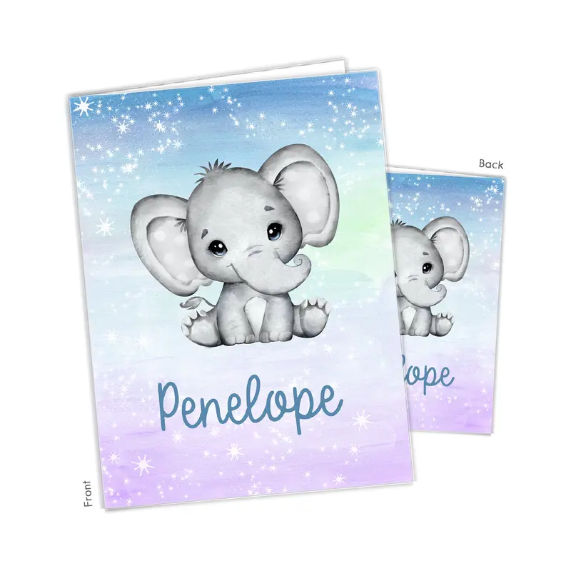 Elephant Rainbow Personalized Custom 2-Pocket Folder  School Office Supplies1 - 2Pocket Folder