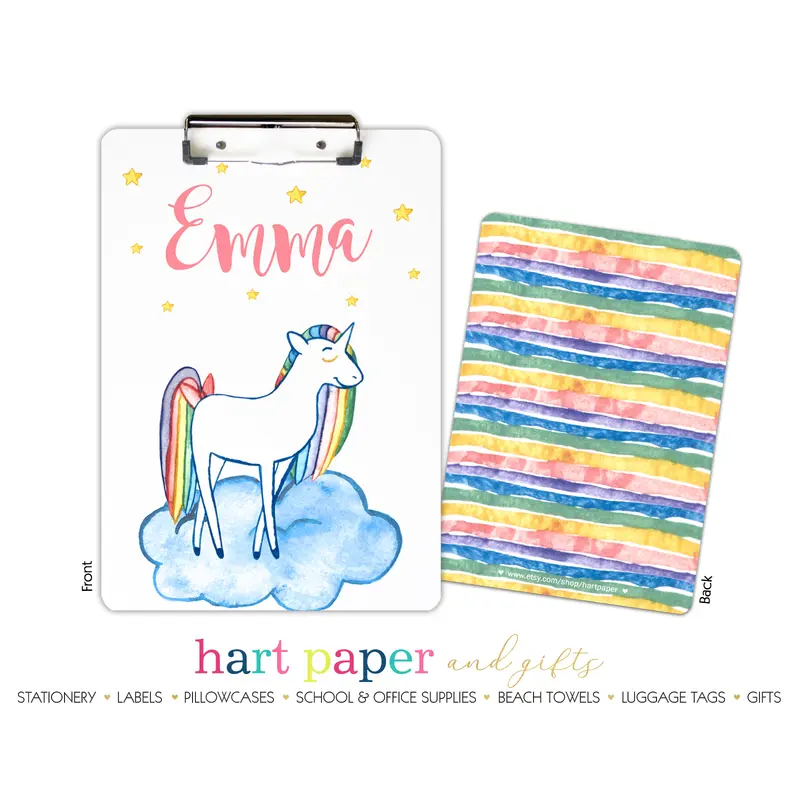 Rainbow Unicorn b Personalized Custom Clipboard  School Office Supplies2 Sided Clipboard - Printing on Both Sides