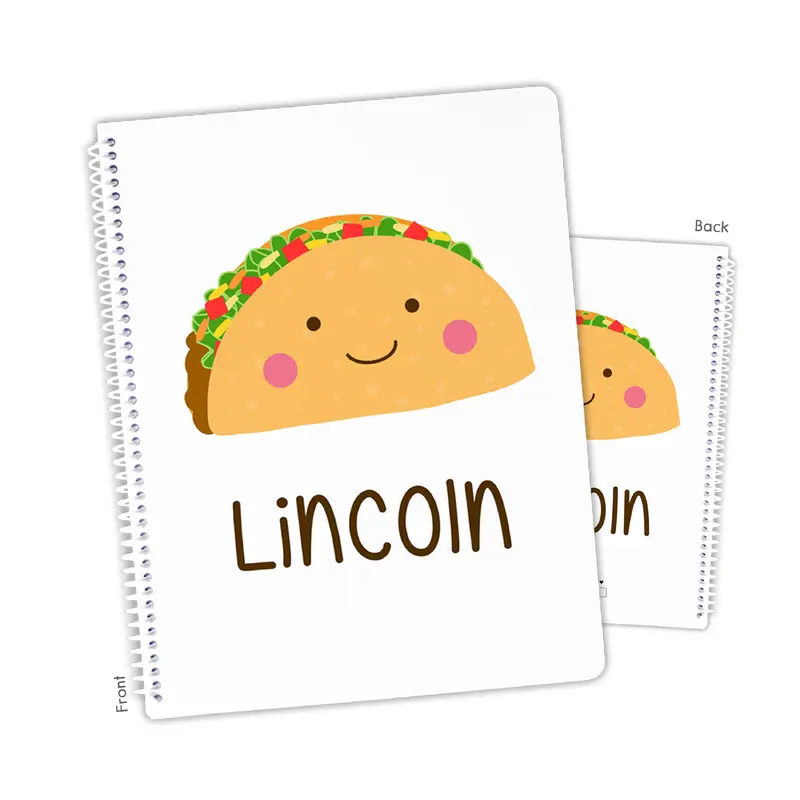 Taco Personalized Custom Notebook or Sketchbook  School Office SuppliesNotebook (wide ruled, lined pages)