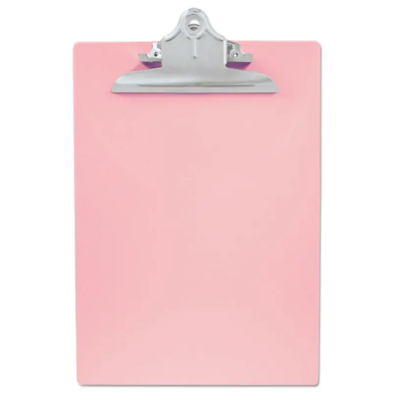 Recycled Plastic Clipboard With Ruler Edge, 1" Clip Capacity, Holds 8.5 X 11 Sheets, Pink