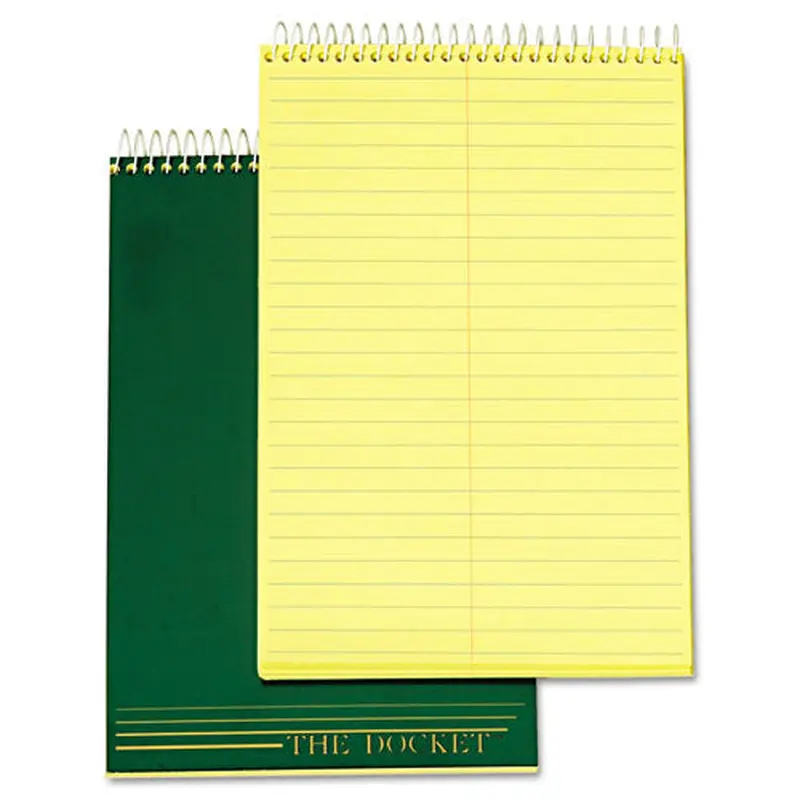 Docket Steno Pad, Gregg Rule, Forest Green Cover, 100 Canary-yellow 6 X 9 Sheets