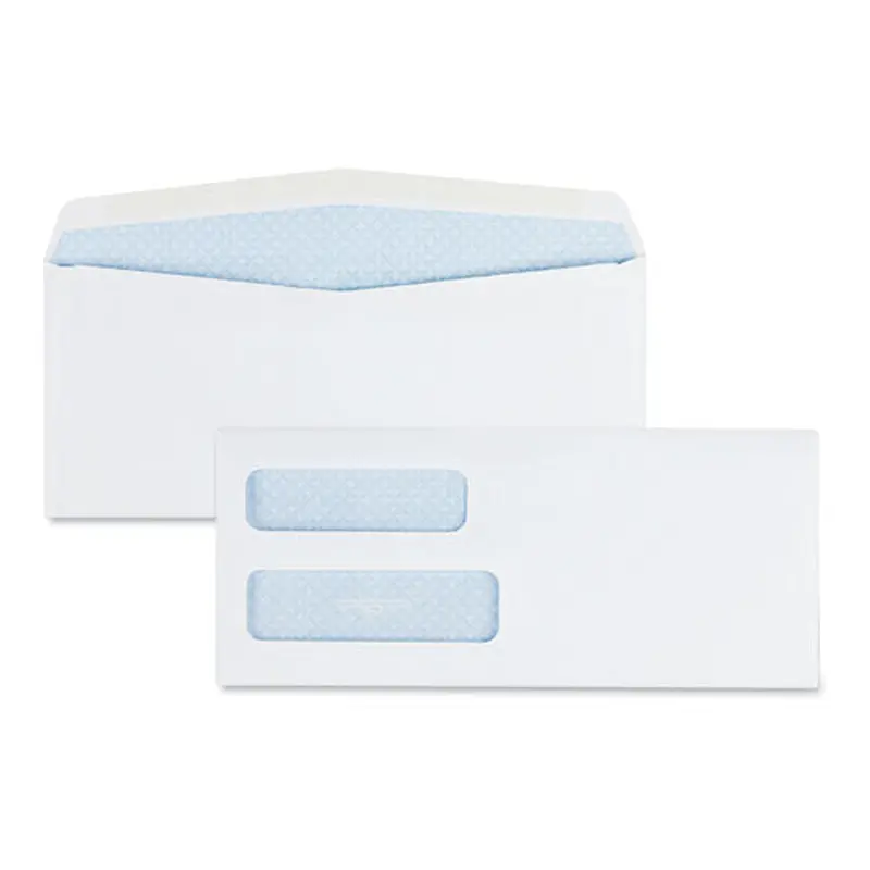 Double Window Security-tinted Check Envelope, #10, Commercial Flap, Gummed Closure, 4.13 X 9.5, White, 500/box