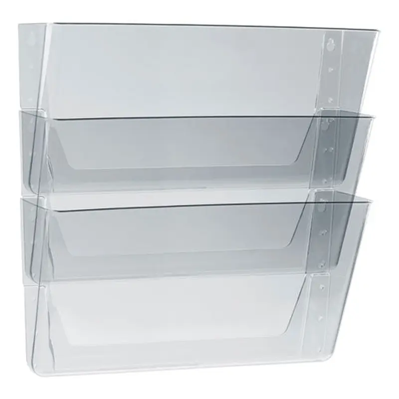 Wall File, 3 Sections, Legal Size 16" X 4" X 14", Clear, 3/set