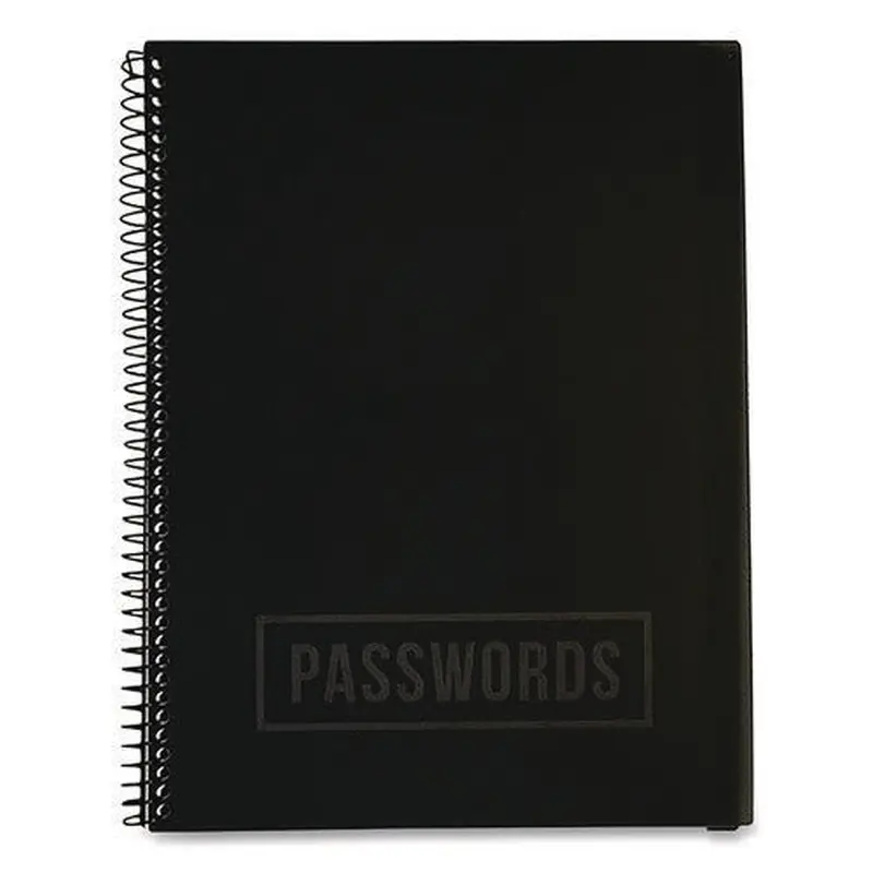 Large Password Log Book, 384 Total Entries, 4 Entries/page, Black Plastic Cover, (48) 10 X 7.5 Sheets