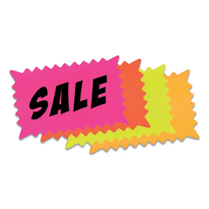 Write-on do It Yourself Sign, Rectangular Burst, Die-cut Paper, 10.13 X 6.38, Assorted Fluorescent Colors, 36/pack