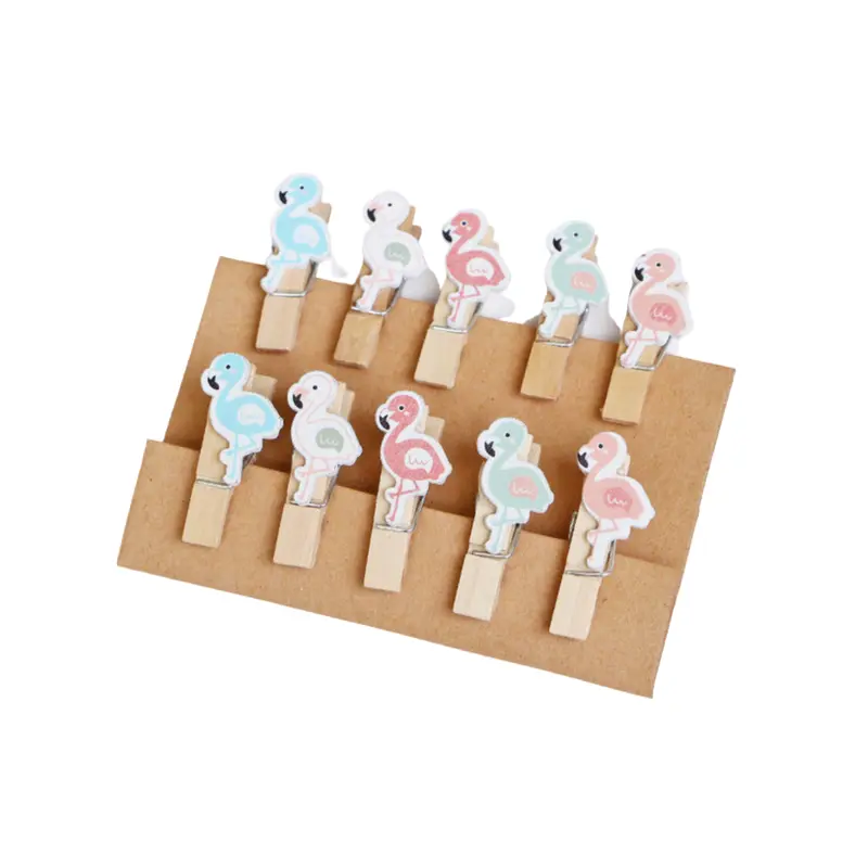 Flamingo Theme Wooden Clip with TwineAssorted