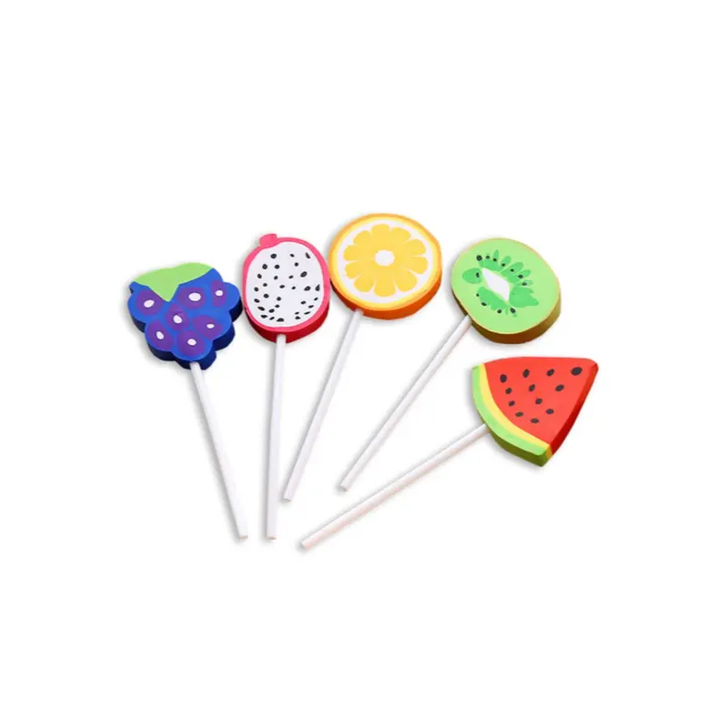 Fruit Lollipop Design ErasersAssorted
