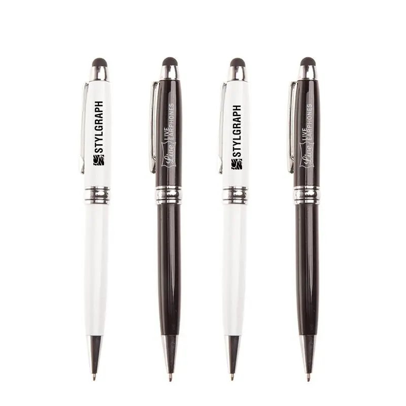 Metal Twist-Type Ballpoint Pen With Thick Silver Strip2000 