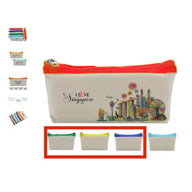 National Day Canvas Pencil Case with Coloured ZipAssorted