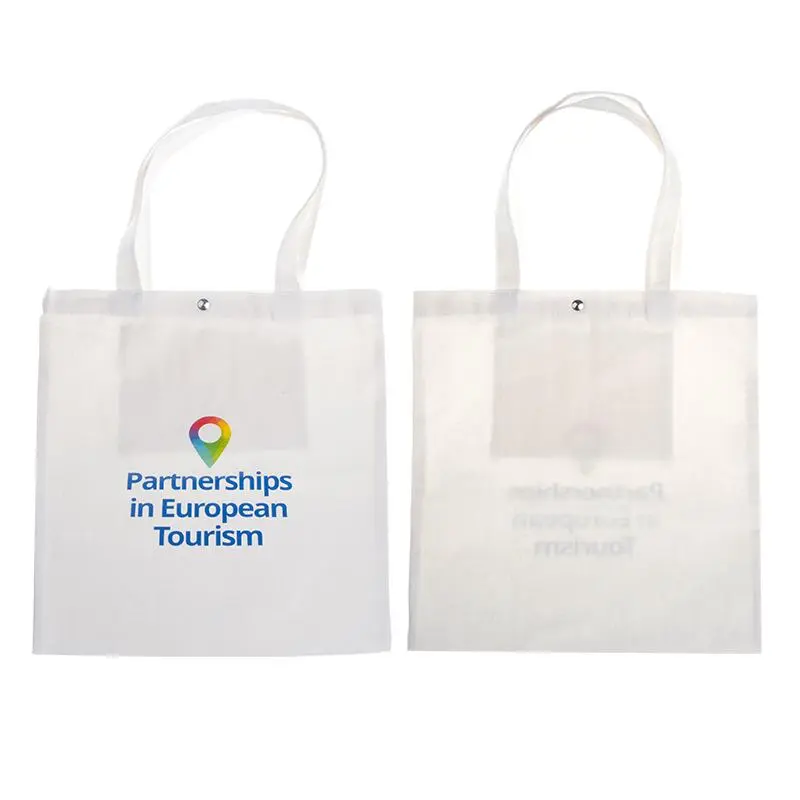 White Canvas Tote Bag With Snap Fastener500 