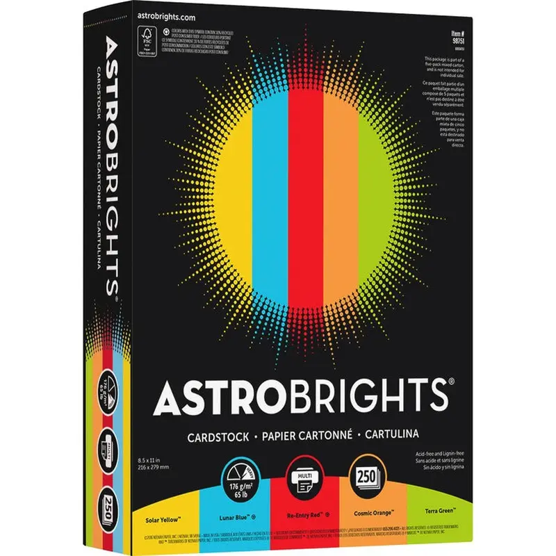 Astrobrights Assorted 65lb Card Stock [SKU - WAU98751]CT