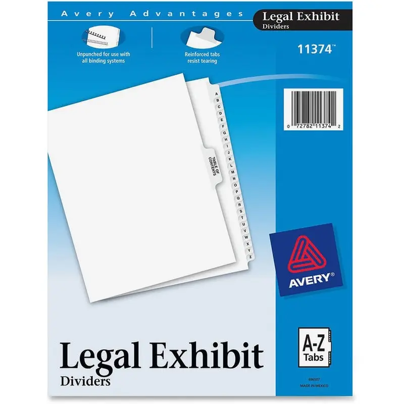 Avery Premium Collated Legal Exhibit Dividers with Table of Contents Tab - Avery Style [SKU - AVE11374]ST