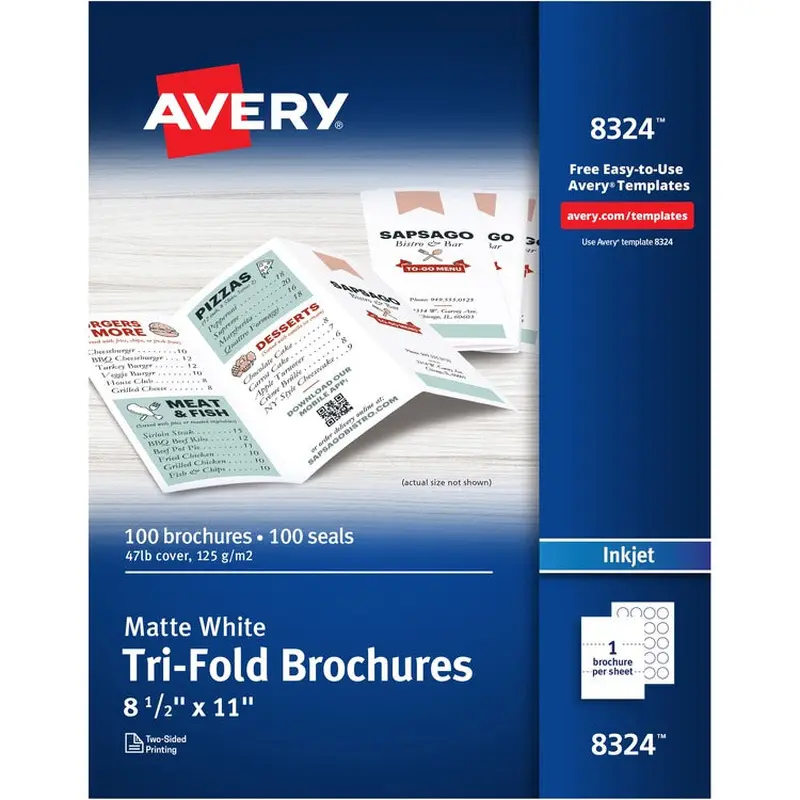 Avery Tri-Fold Brochures - 2-Sided Printing [SKU - AVE8324]BX