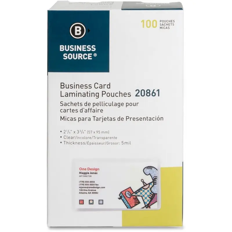 Business Source 5 mil Business Card Laminating Pouches [SKU - BSN20861]BX
