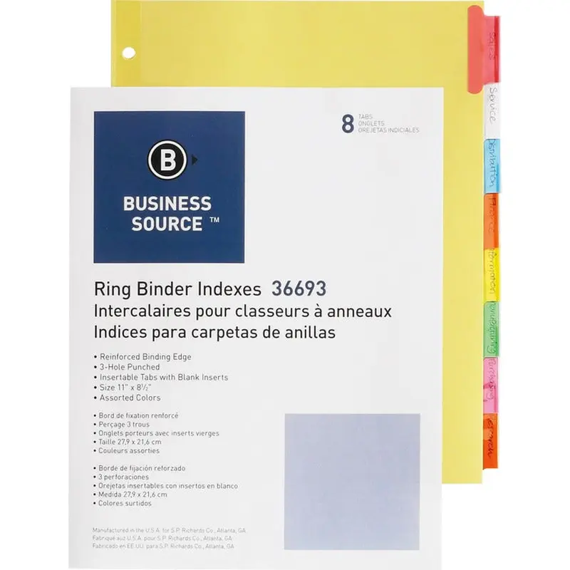 Business Source Insertable Tab Ring Binder Indexes [SKU - BSN36693]ST