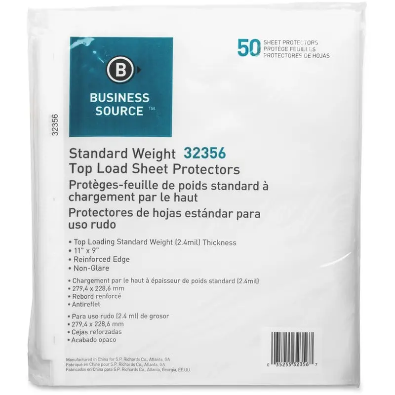 Business Source Nonglare Top-loading Sheet Protectors [SKU - BSN32356]PK