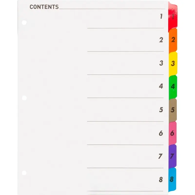Business Source Table of Content Quick Index Dividers [SKU - BSN21901]ST