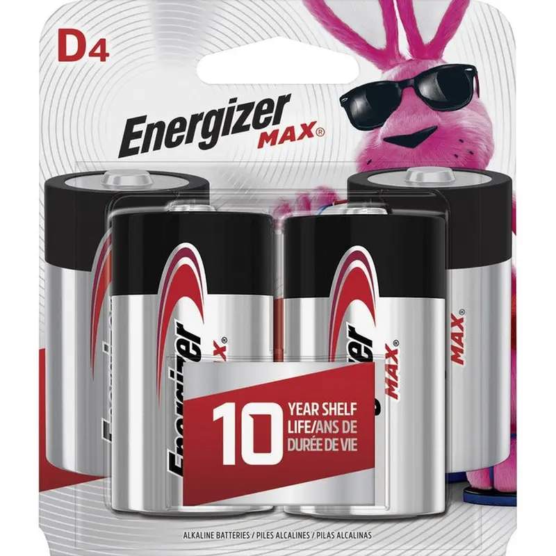 Energizer MAX Alkaline D Batteries, 4 Pack [SKU - EVEE95BP4]PK
