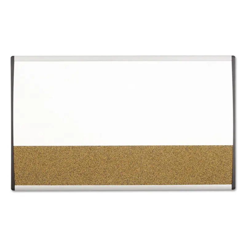 ARC Frame Cubicle Dry Erase/Cork Board, 30 x 18, Tan/White Surface, Silver Aluminum Frame