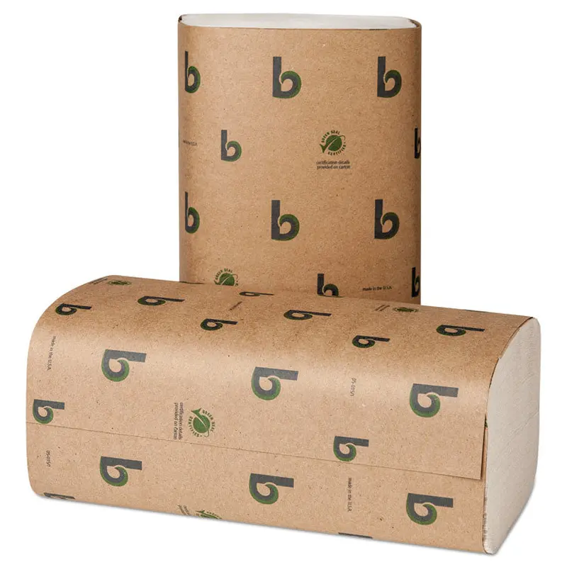 Boardwalk Green Single-Fold Towels, 1-Ply, 9.13 x 10.25, Natural White, 250/Pack, 16 Packs/Carton