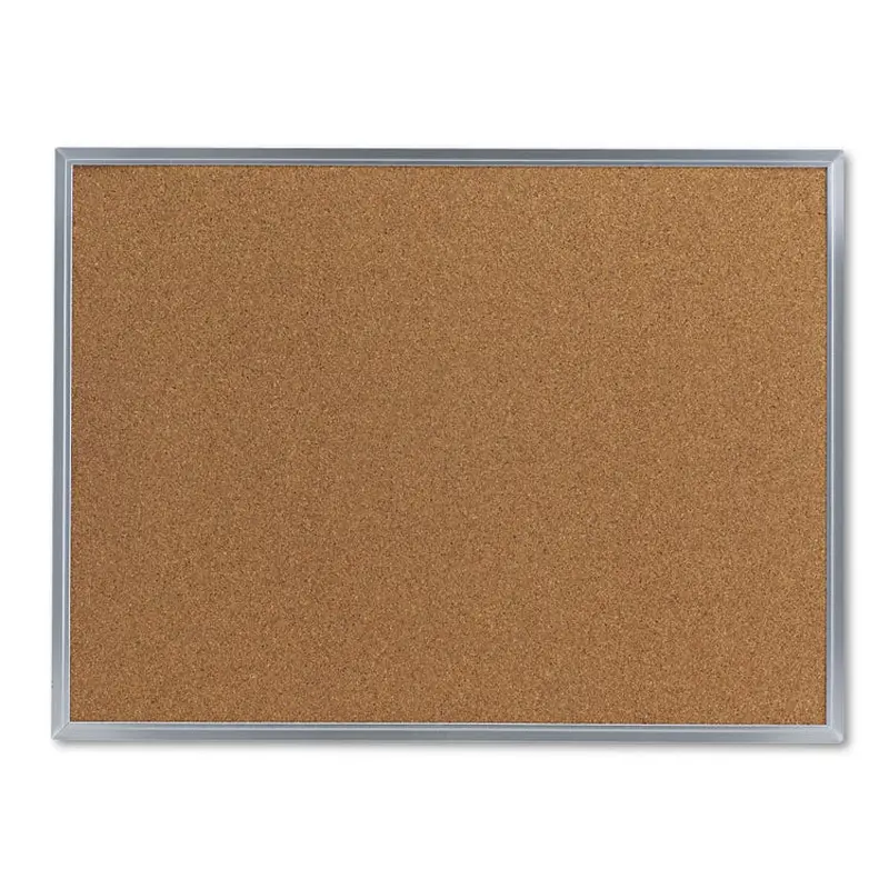 Cork Bulletin Board, 24 x 18, Tan Surface, Aluminum Frame