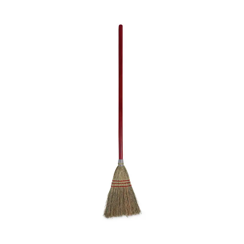 Corn Fiber Lobby/Toy Broom, Corn Fiber Bristles, 39" Overall Length, Red, 12/Carton
