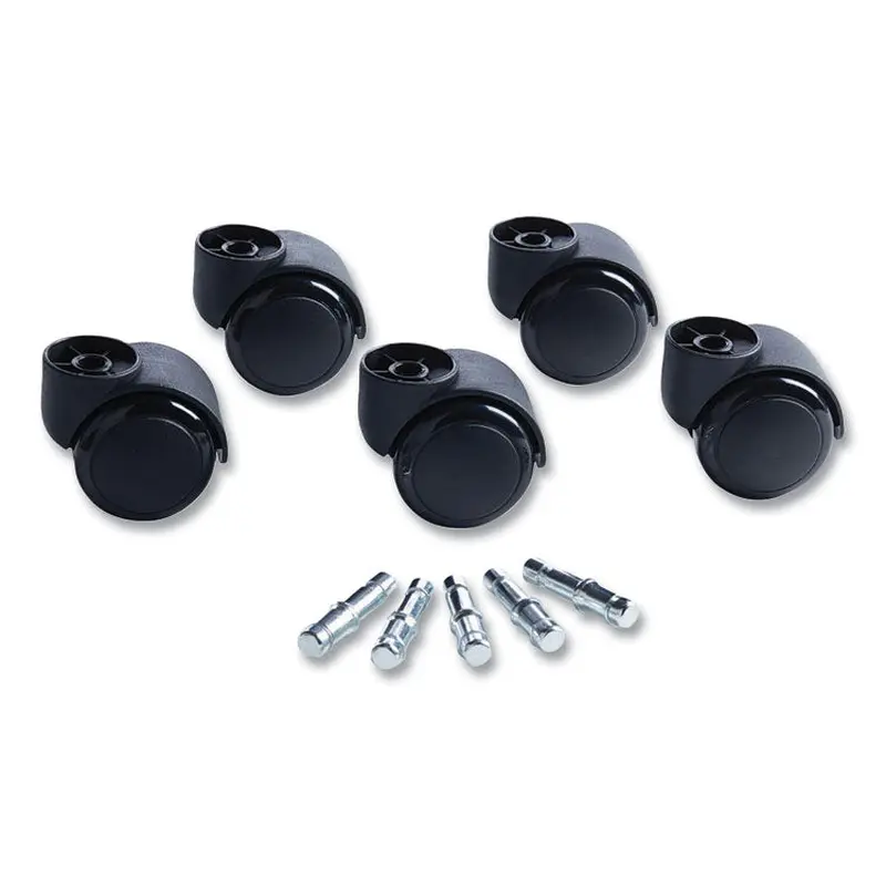 Deluxe Futura Casters, Flush Mount, Grip Ring Type B and Type K Stems, 2.19  Soft Polyurethane Wheel, Matte Black, 5/Set