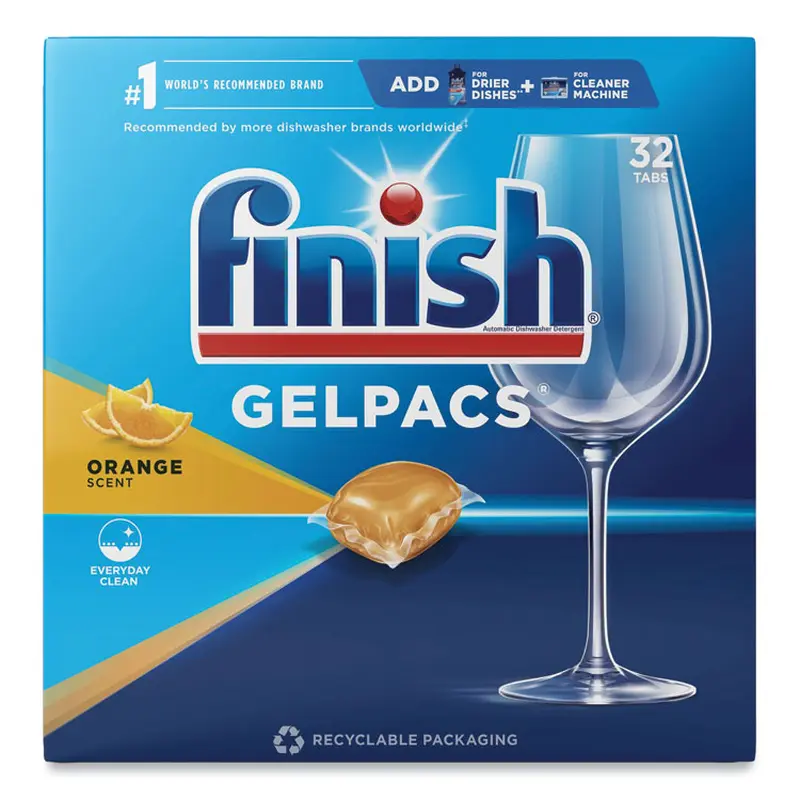 Dish Detergent Gelpacs, Orange Scent, 32/Box
